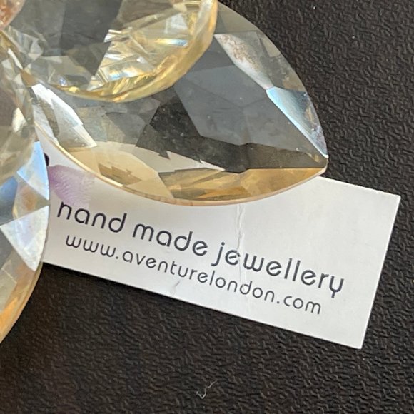 Yellow & White Crystal Flower Necklace by Jianhui London - Picture 3 of 3